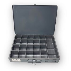 Klein Tools 54440 Mid Size 21 Compartment Storage Box Gray Grey Metal USA Made